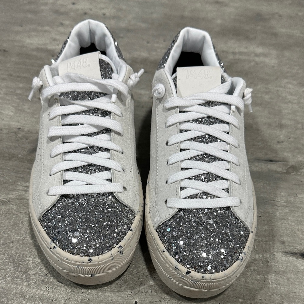 P448 Women's Sparkle Sneakers - White and Gray